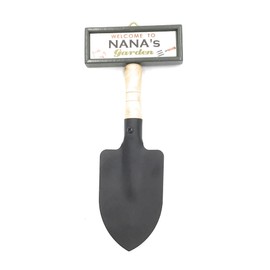 "Welcome to Nana's garden" hanging shovel sign