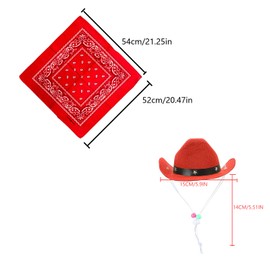 AWOCAN Dog Cowboy Hat and Bandana Scarf Dog Cat Sombrero Puppy Hat Dog Cat Costume Cosplay Cap Puppy Pet Dog Cat Holiday Pet Party Decoration (RED)