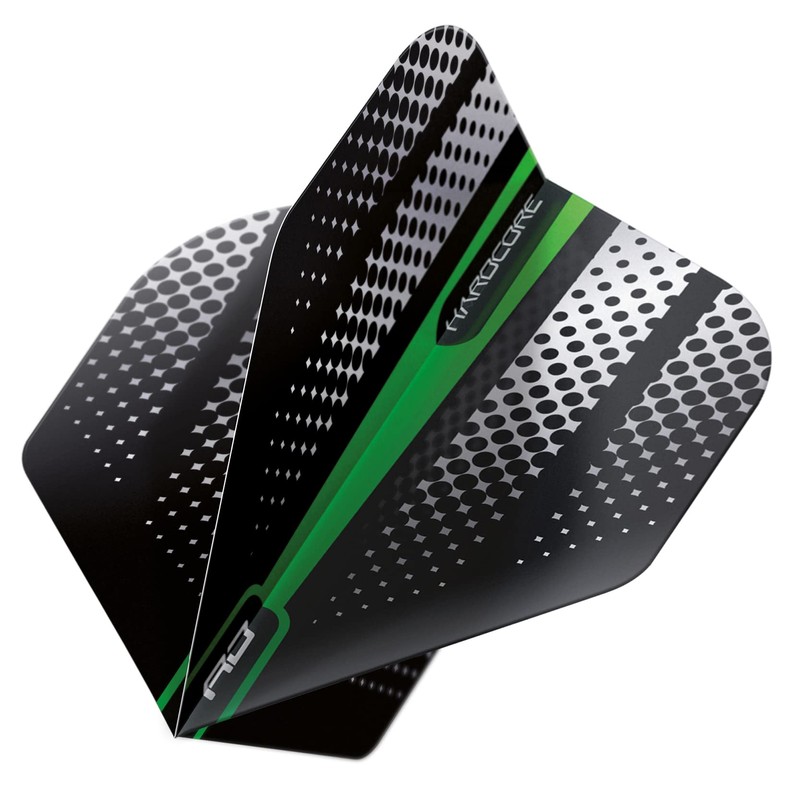 RED DRAGON Hardcore Radical Green Flash Dart Flights - 4