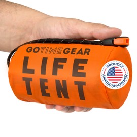 Go Time Gear Survival Life Tent - 2 Person Mylar Emergency Sleeping Bags - All-Weather Protection for Camping, Hiking, & Survival Kits - Includes Emergency Whistle & Paracord - Tube Tent