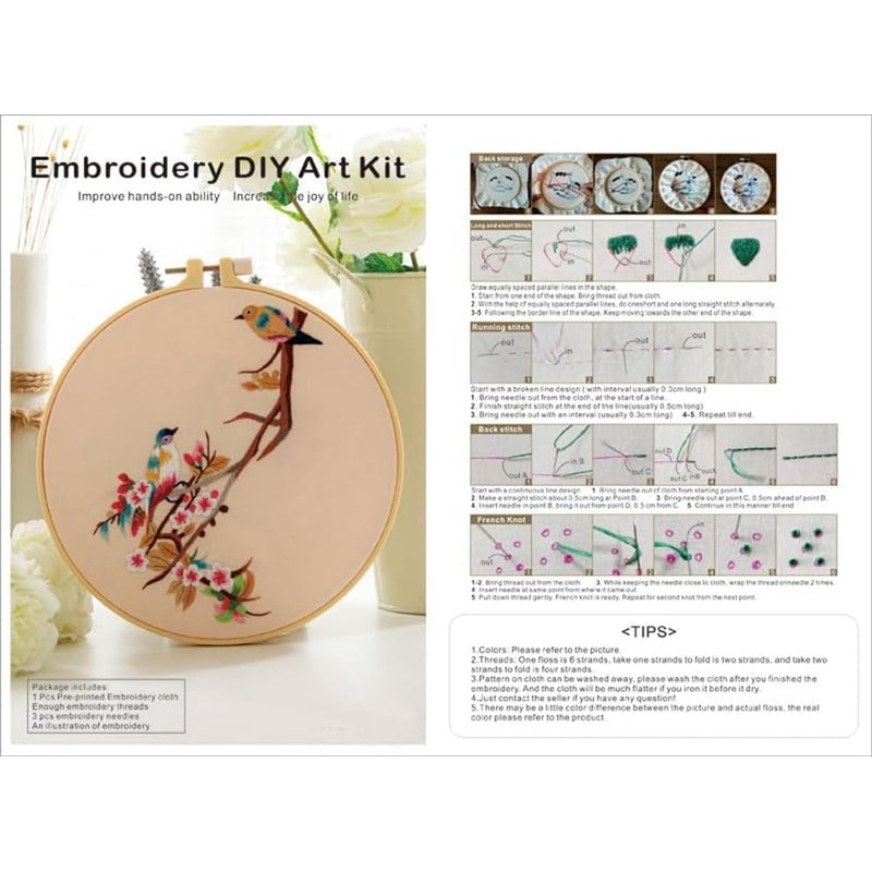 Meecaa Starry Night Landscape Embroidery Kit Starter Set, Hand Embroidery