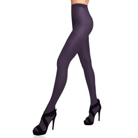 Charm and Attitude Dark Purple Tights for Women | Aubergine Pantyhose | Plum Color Stockings Nylons 40D - Purple, XL