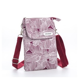 Kaaipee Women's Smartphone Pouch, Lightweight Mini Shoulder Bag, Smartphone Pochette, Adjustable Length, Portable Pouch, Cross-Body Type, Floral Pattern, light red