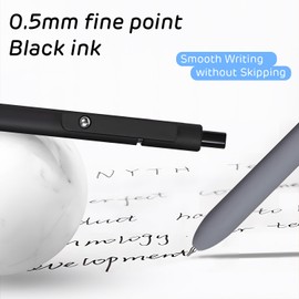 DRMAVI 6pcs Cute Gel Pens Quick Dry Ink Pen,Retractable Black Ink Rolling Ball Gel Pens Fine Point(0.5mm) Premium Smooth Writing Aesthetic Pens For Journaling School Office Supplies Mens Gifts