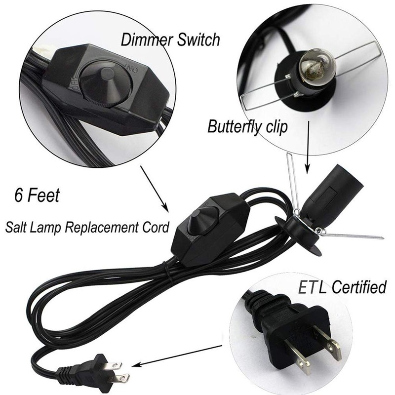 OHLGT 1 Pack Salt Lamp Cord Replacement with Dimmer Switch