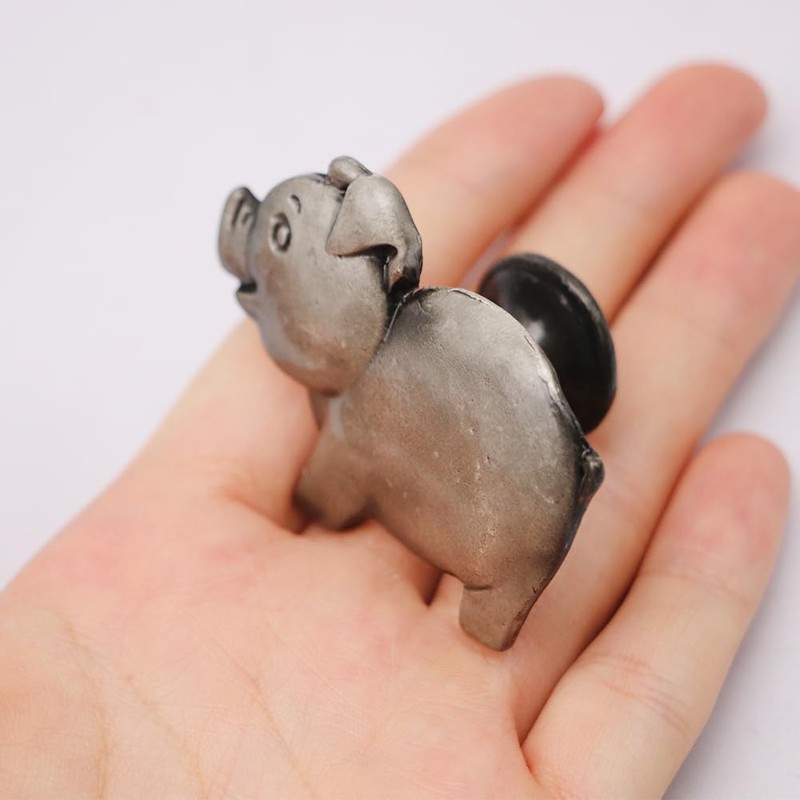 Hdtyyln Cute Pig Knobs, 4 Pcs Ancient Silver Animal Zinc