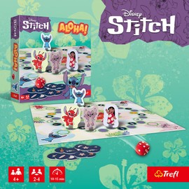 Trefl Aloha!, Lilo & Stitch - Family Board Game with Fairy Tale Figures, Fast Family Game, Family Game for Adults and Children from 4 Years