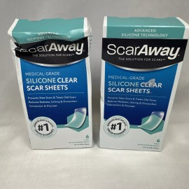 ScarAway 2 ScarAway Silicone Scar Sheets 2 x 6 =12 Reusable 1.5"x3" Sheets Pack Of 2