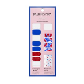 Dashing Diva Dashing Diva Patriotic Gloss Nail Strips - Nails That I Love - UV Free, Chip Resistant, Long Lasting Gel Nail Stickers - 3-Piece Manicure Set - Contains 32 Wraps, 1 Prep Pad, 1 File