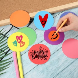 108 Pcs Bulletin Board Decorations Round Cut-Out Circle Cutouts Paper Assorted Color Round Die Cut with 120 Pcs Sticky Films for Classroom Decor DIY Craft Office School Chalkboard Wall Decor(3.4 Inch)