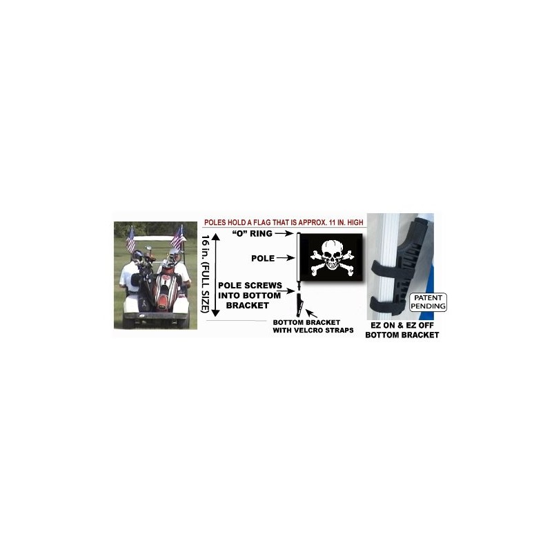 SSP Flags Pirate/Jolly Roger Golf Cart Flag EZ On &