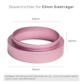 NATUMO Portafilter Dosing Ring, Barista Accessories, Magnetic Portafilter Funnel, Coffe Dosing Funnel (Rose, 53 mm)