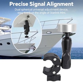 Starlink Mini Pole Mount for RV Pole Roof Rack Ladder Yacht ,Universal Adjustable Angle Clamp Mount for Starlink Mini, Star Link Mini Accessories Kit for Pole RV Trailer Yacht (Black) (Silver)