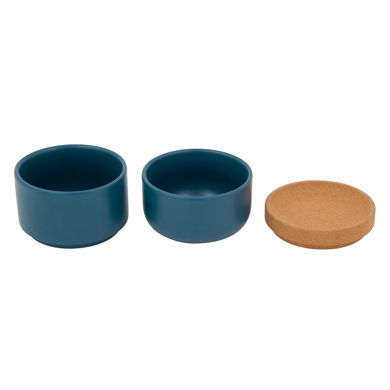 Ceramic and Cork 3 Piece Stackable Salt and Pepper Cellar