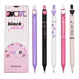 Maydahui 10PCS Colorful Heart Shaped Button Pens Retractable Cool Love Heart Gel Press Pens Black Ink For Girls Women Student Office Supplies Girl's Day Party Favor