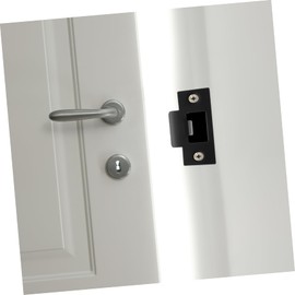 DOITOOL 4Pcs Door Strike Plate Black Deadbolt Strike Plate Stainless Steel Door Security Strike Plate T Strike Plate Door Reinforcement Plate, Reinforce Security on Your Doors