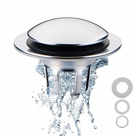 Chrome Bathroom Sink Drain Stopper,Welsan Universal Pop-Up Drain Stopper Plug Strainer with Hair Catcher for 1 1/8"-1 1/2" Drain Hole,Anti-Clogging Design Chrome Plated