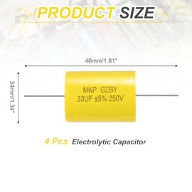 MECCANIXITY 4Pcs Condensador Divisor De Frecuencia 33uF 250V Condensador De Audio Para Altavoces No Polarizado De Polipropileno MKP