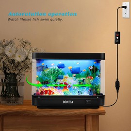 Fake Fish Tank with Moving Fish, Decorative Aquarium Lamp, Artificial Tropical Marine Tank, LED Mood Light Office Table Light, Fun Gifts