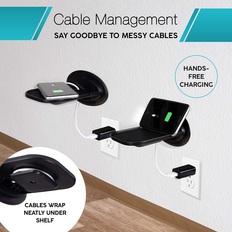 Tech Caddy Floating Wall Shelf Holder, Charging Station for Mobile