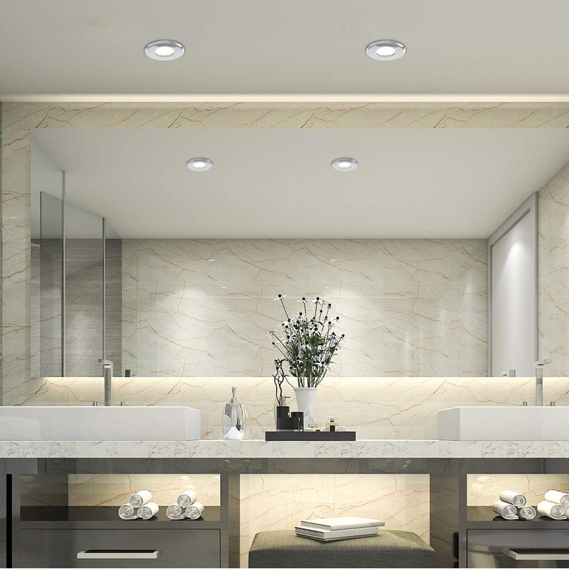 MiniSun | Polished Chrome GU10 Recessed Ceiling Downlight | Bath