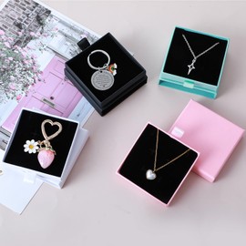 oruola Set of 4 jewellery gift box, bracelet box, small jewellery box, gift box, small for bracelets, earrings, necklaces, jewellery gifts, square jewellery box, small, multi-coloured