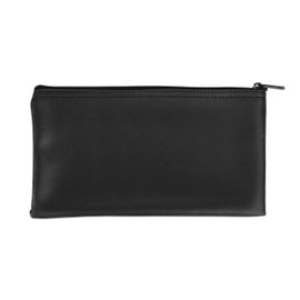BankSupplies Reusable Deposit Bag | 11” W x 6” H | Vinyl Coating | Black | Double-Stitched Seams | Heavy-Duty Nylon Zipper | Leather-Like Textured Grain | Bank Bags with Zipper