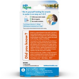 Safe Home® DIY Arsenic in Water Test Kit – at Home Testing for Arsenic in Any Freshwater Supply – Detection 0-500 PPB – Fast Results – (1 Pack)
