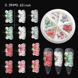 JERCLITY 12pcs Colorful Flower Nail Charms 3D Flower for Nails Imitation Dried Flower Petals Nail Charms Relief Flower Nail Art Charms for Nails Nail Flowers Accessories for Women Nail Art（Style 3）