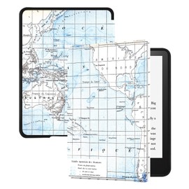 Huasiru Case for All-New Kindle Paperwhite with 6.8" Display (11th Gen-2021 Release Only - Will Not fit Prior Generation Kindle Devices) with Auto Wake/Sleep, Blue Map