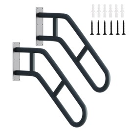 2 Pack Hand Railings for Stairs Outdoor, 27" Stair Handrails with Black Matte Finish and 2 Anti-Skid Bar, Wall Mounted Safety Grab Bars for Garage, Porch, Garden, Indoor, 1-3 Steps