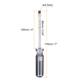 HARFINGTON Magnetic Slotted Screwdriver 6x100mm Rod 6.5mm Carbon Steel Flat Head Screw Driver with Non-slip Handle for Appliances Repair Improvement, Black