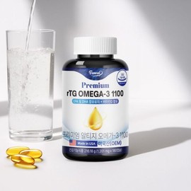 Funitt 퍼니트 미국 직수입 프리미엄 알티지 오메가3 1100 180캡슐 2병 (12개월분) Funit USA Direct Import Premium RTG Omega-3 1100 180 Capsules 2 Bottles (12-Month Supply)