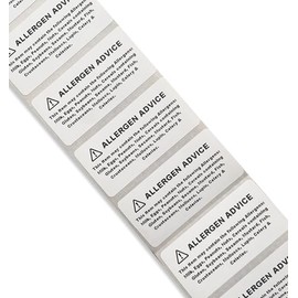 100 x Allergen Warning Labels - Food Allergy Stickers for Milk, Nuts, Fish & More, Food Packaging and Safety Compliance. (25mm x 50mm)