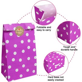 Papier-Partytüten, bunte Geschenktüten für Lebensmittel, Süßigkeiten, Geschenktüten mit Dankesaufklebern für Kinder, Party, Geburtstag, Valentinstag, Hochzeit, Geschenke (13 x 24 cm), 20 Stück