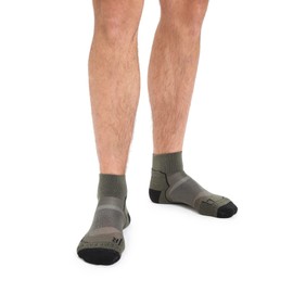 Icebreaker Merino Men's Hike+ Light Mini Sock, Loden Green/Black/Gristone Heather, Small