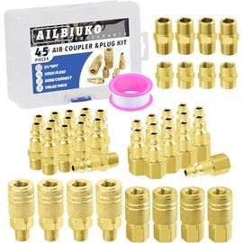 VARMHUS 45 Pcs 1/4" NPT Air Coupler & Plug Kit - Industrial Solid Brass Quick Connect Air Fittings Set for Air Tools, Compressor Accessories
