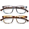 AQWANO 2 Pack Sports Style Reading Glasses for Women Men,