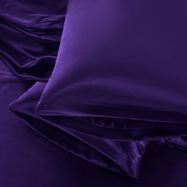 Aormenzy Satin Pillow Cases for Women King Size Set of 2, Purple Satin Pillowcase for Hair with Envelope Closure Silky Pillow Covers Wrinkle, Fade Resistant (20x40 Inches)