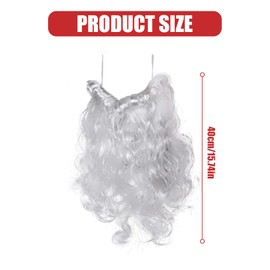 Santa Beard, 40 g Santa Beard Wig Santa Mask Men's Costume Adult Santa Beard Set Christmas Beard Santa Costume White Accessories, for Christmas Accessories (40 cm)