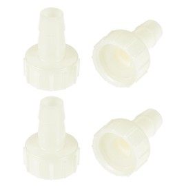 sourcing map ABS Hose Connector Coupling 10 mm Barb x G1/2 Female Thread Pipe Adaptor White Pack of 4