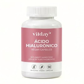 Vitday - Ácido Hialurónico - 90 Cápsulas Vegetales - Suplemento 100% Natural - Sin Gluten ni OGM - Vegetariano - Cuidado Facial Diario - Skin Care