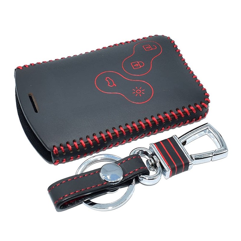 Happyit Car Genuine Leather Smart Key Cover Case for Renault