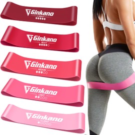 Haquno Fitness Band Set, 5 Strengths - Ideal for Muscle Building, Physiotherapy, Pilates, Yoga, Gymnastics and Crossfit Fitness Bands, Resistance Bands, red