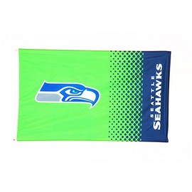 Forever Collectables Seattle Seahawks 5ft x 3ft Team Logo Fade Flag, Navy Blue, Action Green, Wolf Grey, Sports Events, Casual Settings, flag