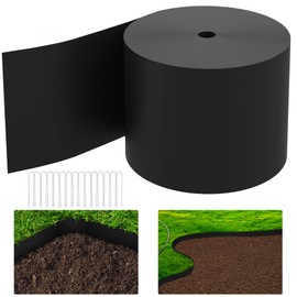 Watayo 50 FT Grass Barrier Landscape Edging Coil - 5 inch Depth Terrace Board Edging - Flexible Garden Bed Weed Barrier for Lawn Area Driveway Path Sidewalk