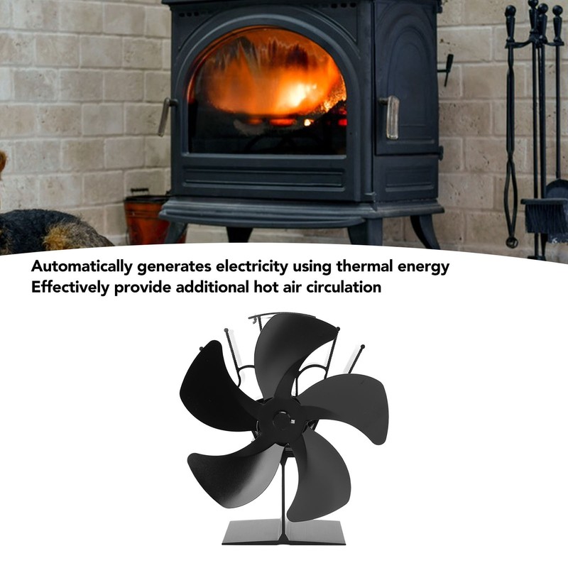 5 Blade Heat Powered Stove Fan Fireplace Fans Self Generating