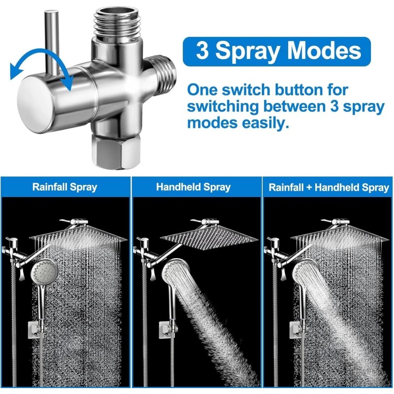 HEAD Modern 5-Setting Shower Head Combo, 10 Inch High Pressure