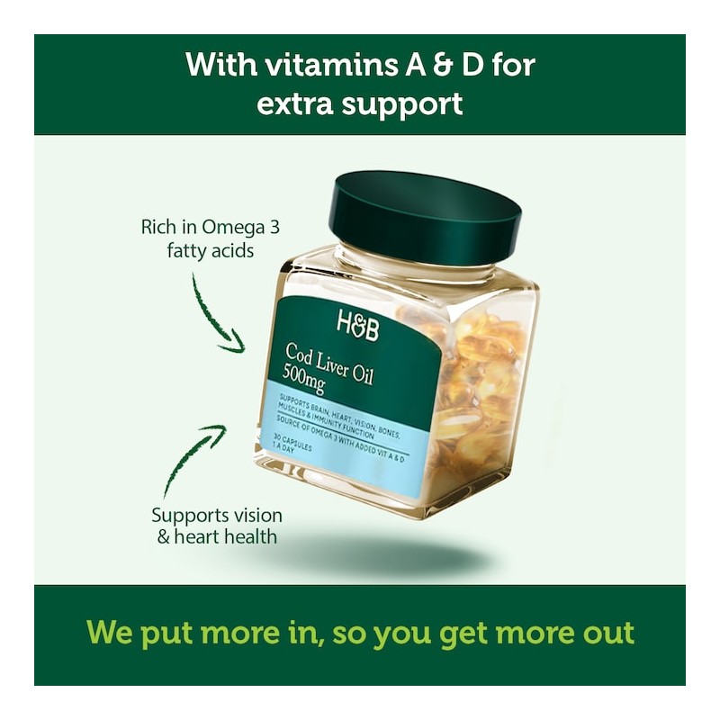 Holland & Barrett Cod Liver Oil 500mg 30 Capsules