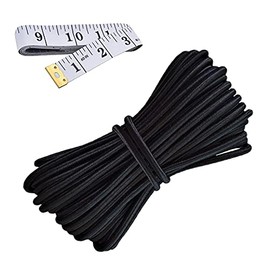 HEMYLU Elastic Cord 1/8 Inch (3MM) x 17FT, Black Elastic String Bungee Shock Cord with Nylon Sleeve and Heavy Strength for Crafting DIY Sewing